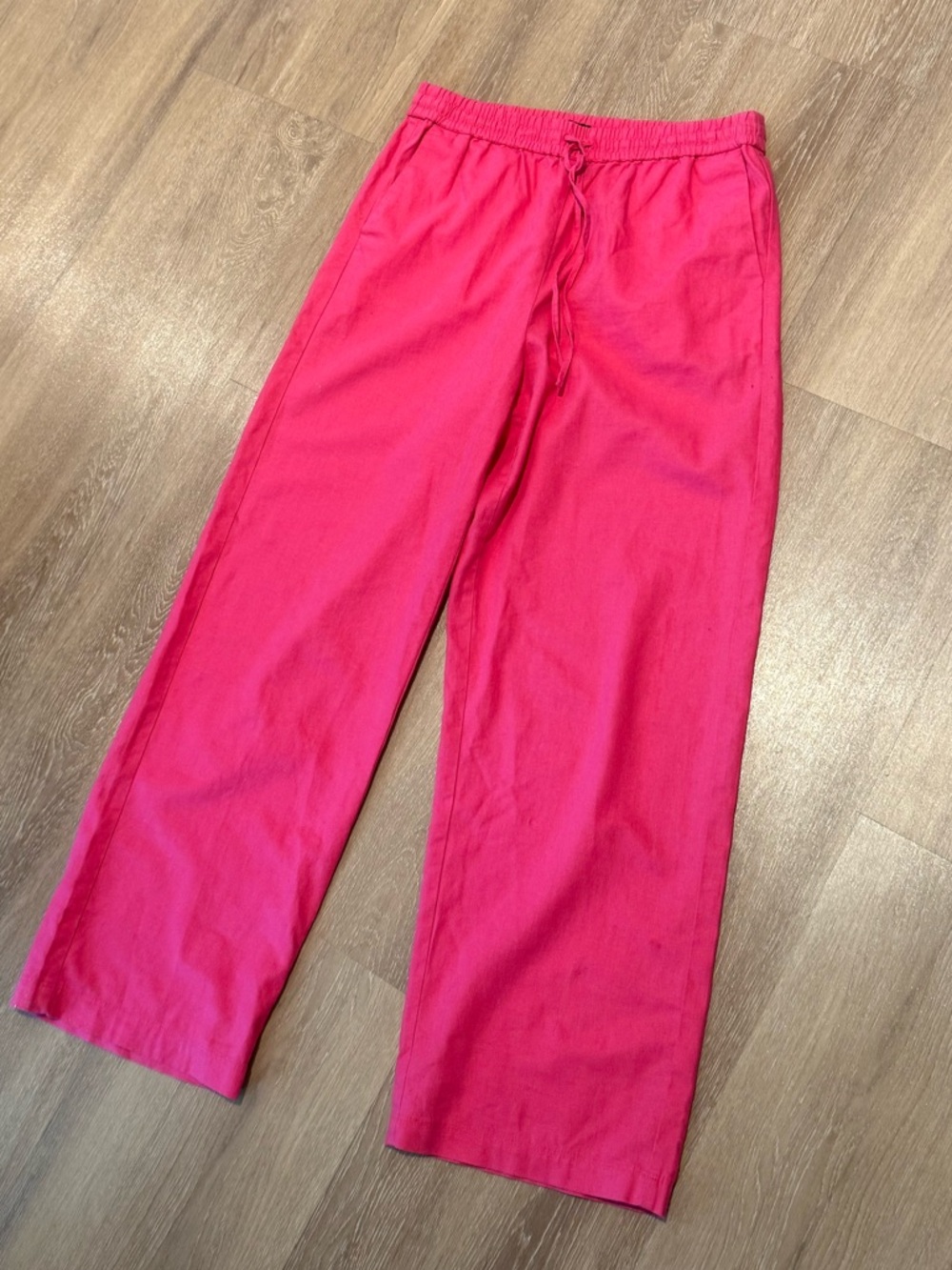 J. Crew Hot Pink Linen Cotton blend Elastic Waist Pants